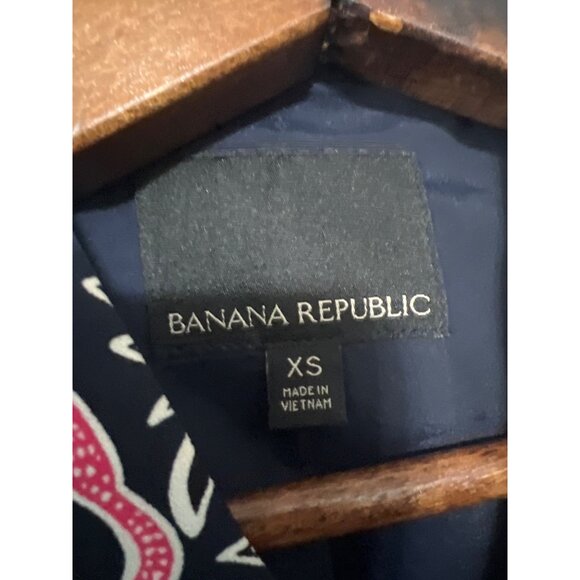 Banana Republic XS Floral Print Fully Lined Zip-Up Bomber Jacket Navy Floral - Picture 2 of 9